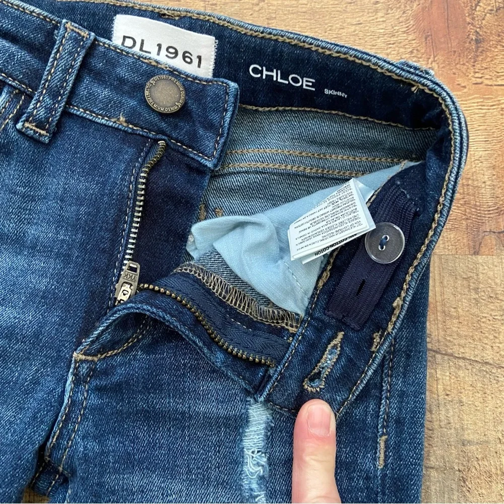 JEANS DL 1966 CHLOE Active X Skinny Distressed Jeans (Kids) Adjustable Waist